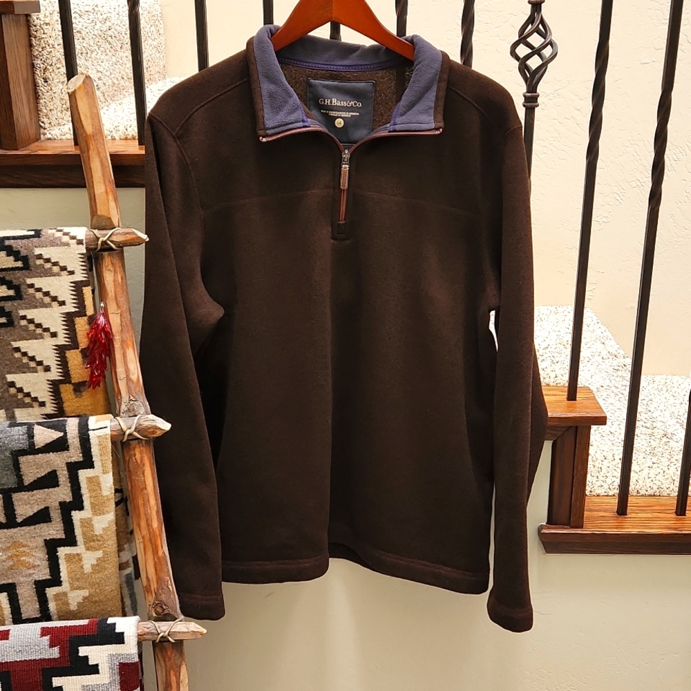 Men's Front 1/4 Zip G.H. Bass & Co. Soft Brown Pullover